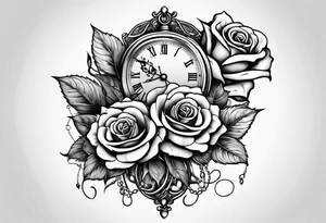 eine Taschenuhr mit kette und einer einer Rose tattoo idea