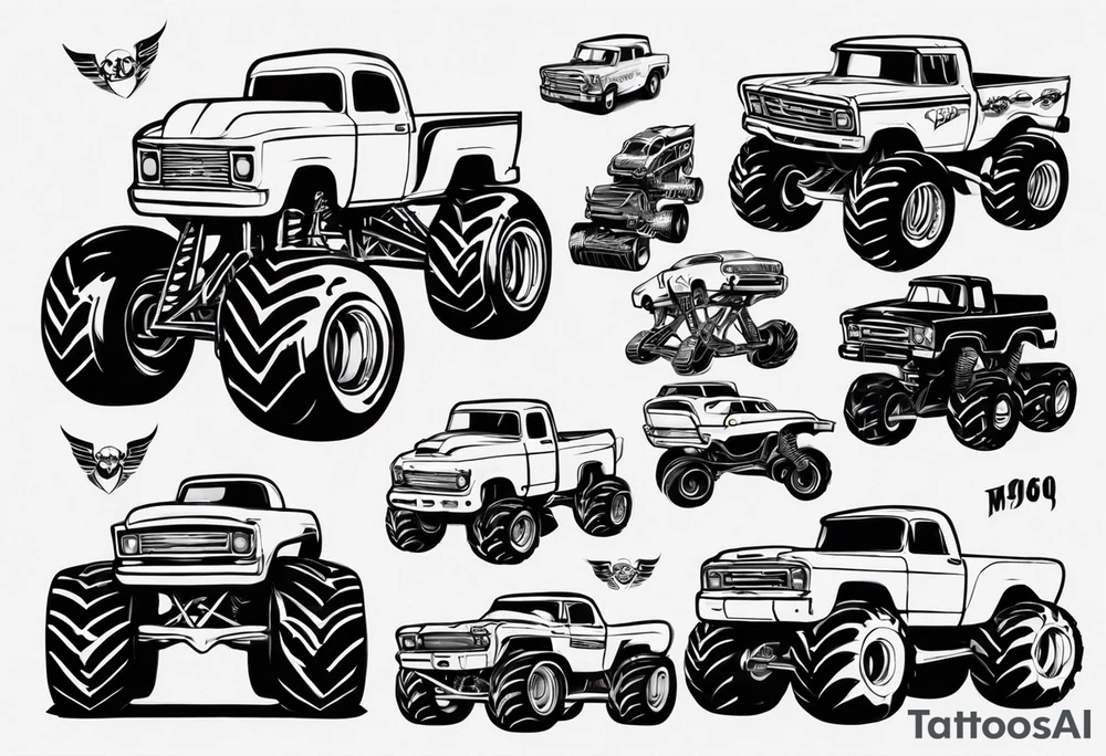 1960 monster truck tattoo idea