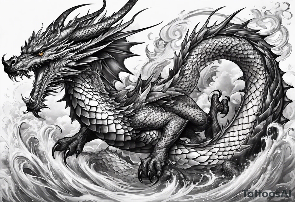 Drache mit Schlangenkörper tattoo idea