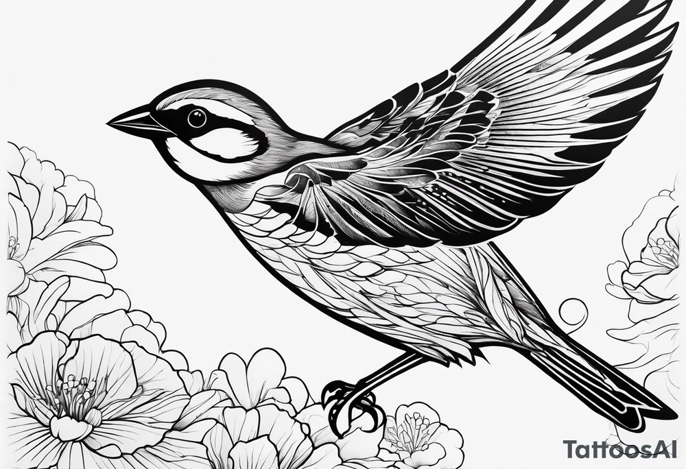 Flying sparrow tattoo idea