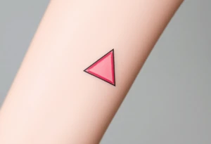 A watercoloured pink triangle (upsidedown), with very small black lining and upside down. Just the colour pink. No shapes. Just the colour pink filling the triangle and a small black outline tattoo idea