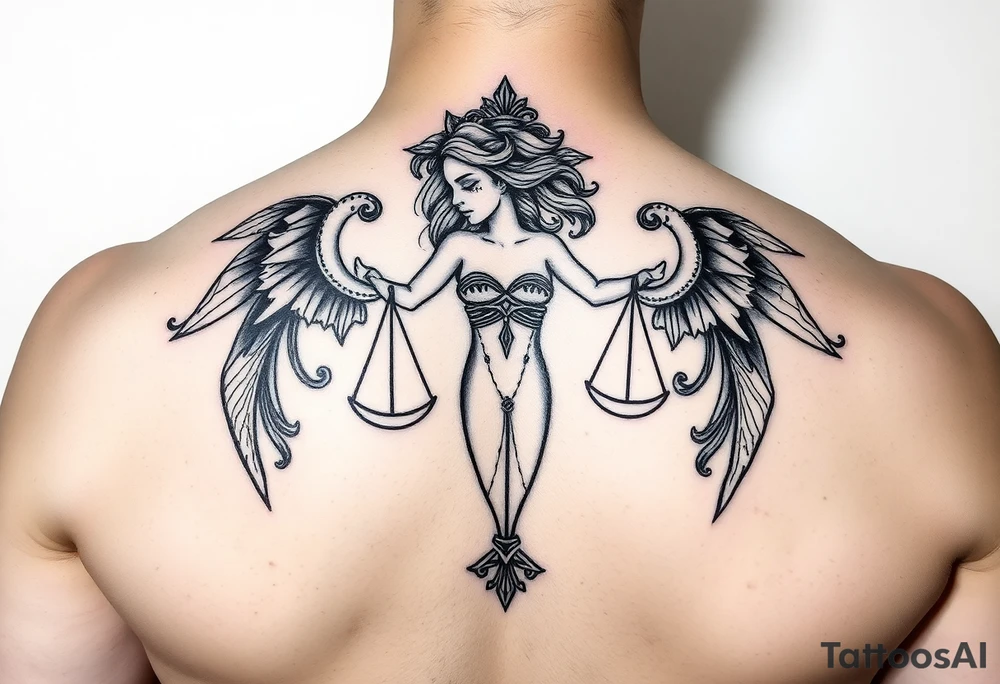 lady libra in words tattoo idea