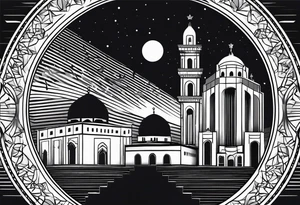 israel city vector circle
 vignette tattoo idea