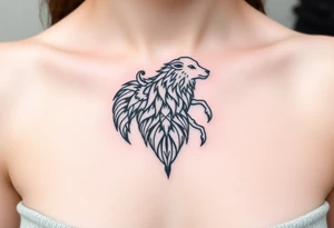 Wolf and sheep as one hybrid 
animal tattoo idea