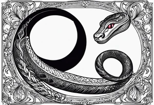 crescent moon with a snake wrapped around it tattoo idea