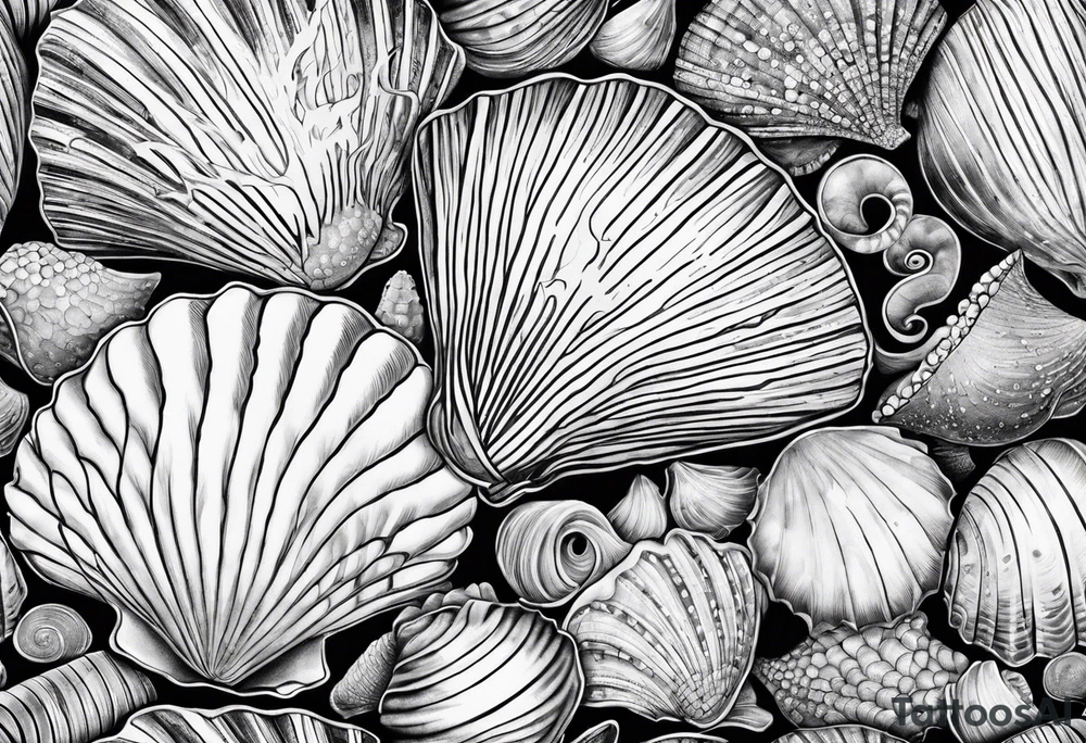 beachy seashells tattoo idea
