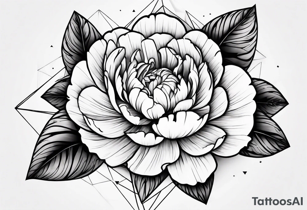 Peony upside down triangle geometric patterns tattoo idea Peony upside down triangle geometric patterns tattoo idea