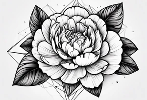 Peony upside down triangle geometric patterns tattoo idea