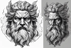 Realistic Zeus with lightning bolt tattoo idea