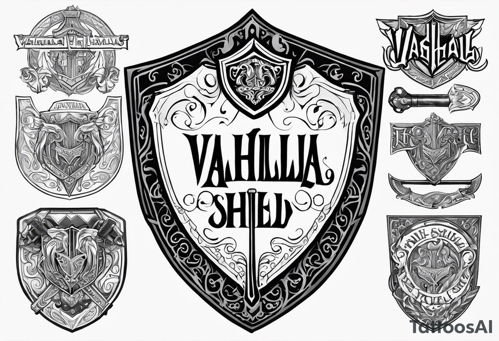 Valhalla shield sword tattoo idea