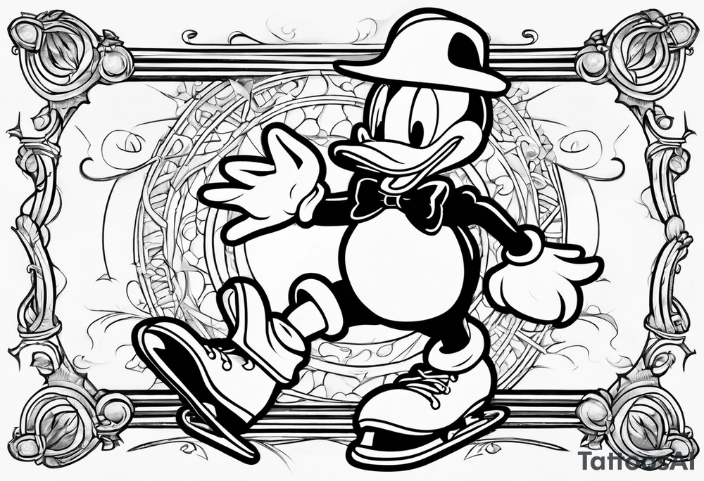 Donald duck skating tattoo idea