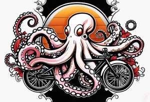 Octopus peaceful riding a bike tattoo idea