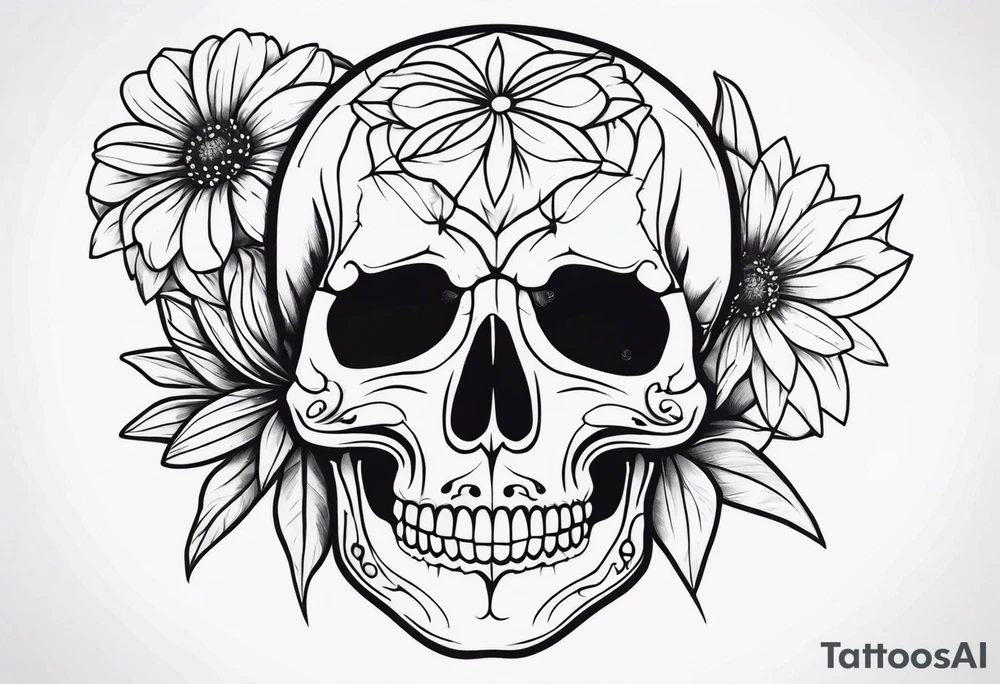 skull and aster tattoo idea