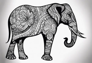 elephant with trunk up tattoo idea