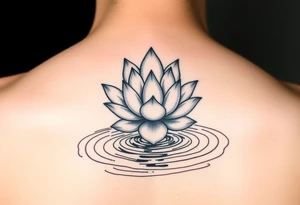 serene lotus flower emerging from sacred waters with ripples tattoo idea