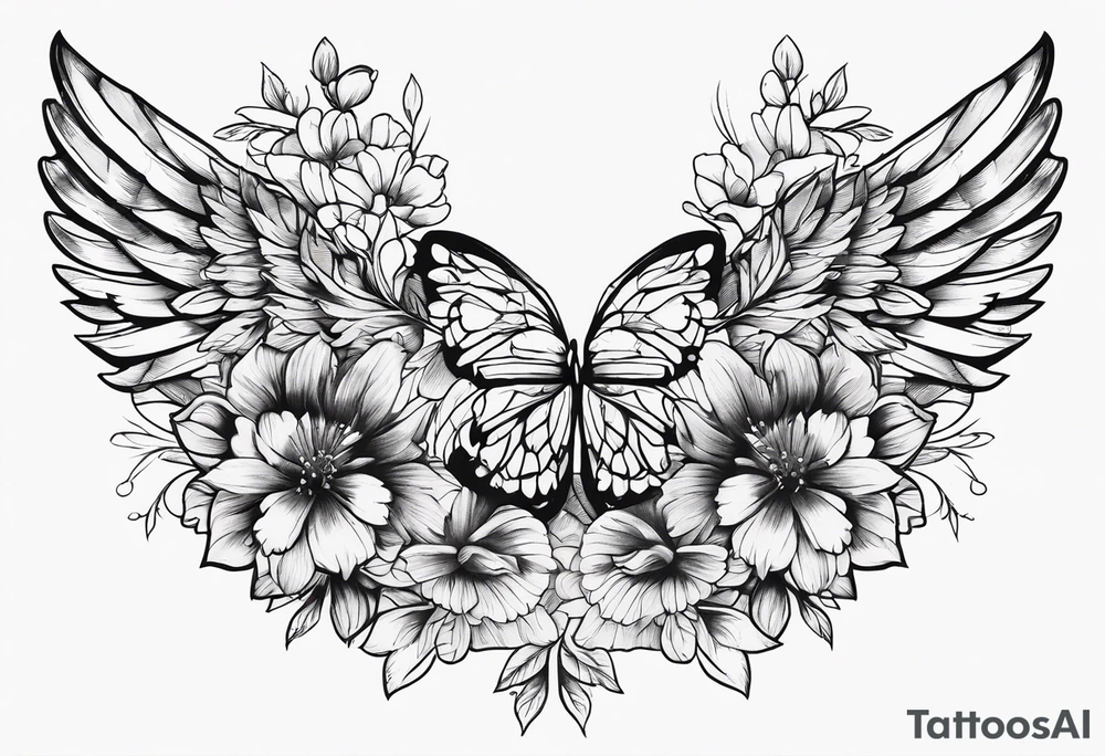 wing, flower, tattoo idea