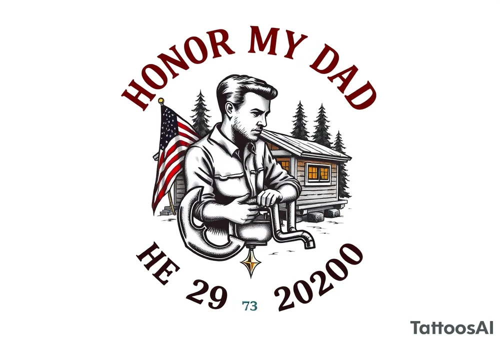 Honor my dad he died 7/29/2020 he was marine a Kansas boy loved sports coffee the cabin  a teacher tattoo idea