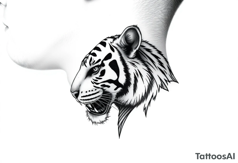 cyrillic russian + Macedonian tiger on the side of my left neck tattoo idea