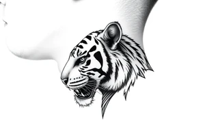 cyrillic russian + Macedonian tiger on the side of my left neck tattoo idea