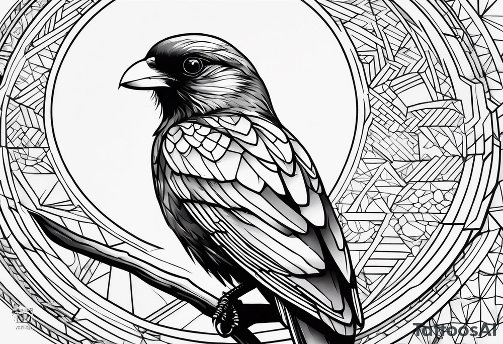 pássaro corvo pousando tattoo idea