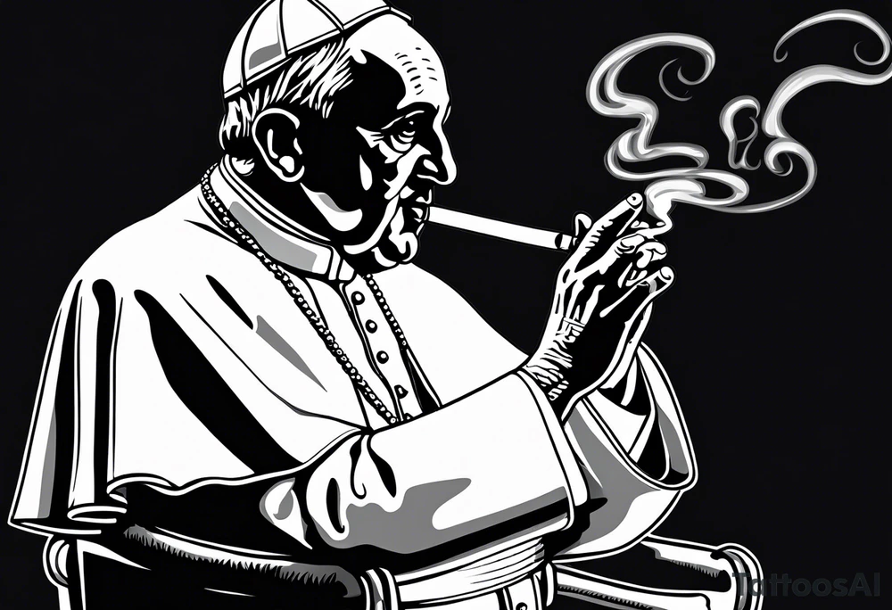 Pope Francis smoking cigarette tattoo idea