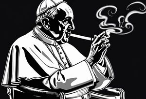 Pope Francis smoking cigarette tattoo idea