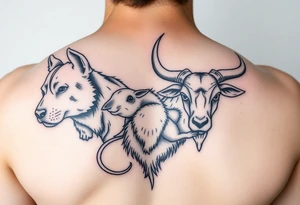 dog, rat, goat, and ox Japanese style tattoo idea