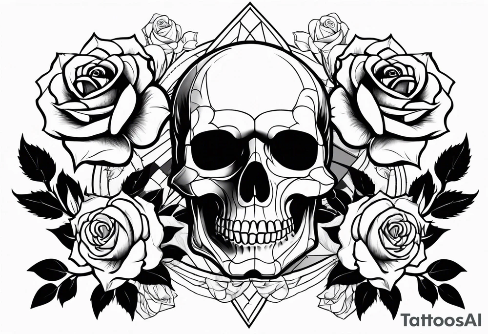 skull and roses tattoo idea