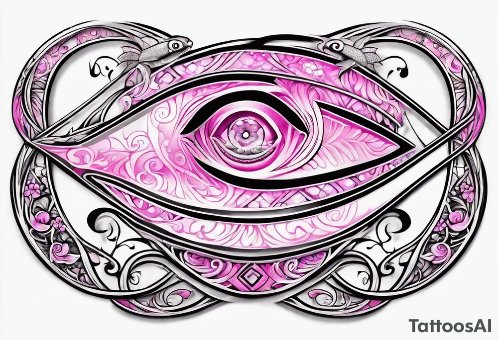 A pink infinity sign with a musky fish tattoo idea