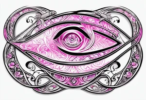 A pink infinity sign with a musky fish tattoo idea