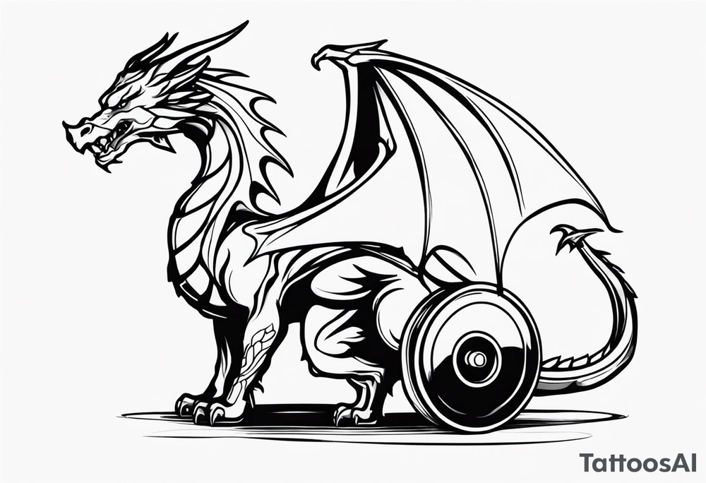 Dragon that melts a dumbbell tattoo idea