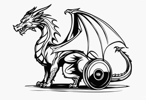 Dragon that melts a dumbbell tattoo idea