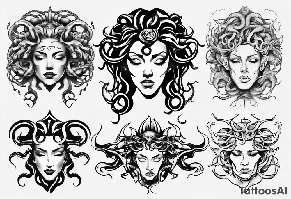 Medusa front profile tattoo idea