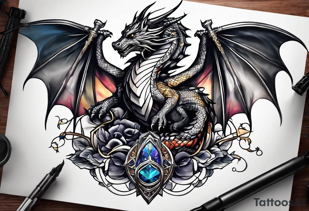 show me a tattoo design where there is a sword and a dragon wrapped around it tattoo idea