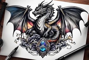 show me a tattoo design where there is a sword and a dragon wrapped around it tattoo idea