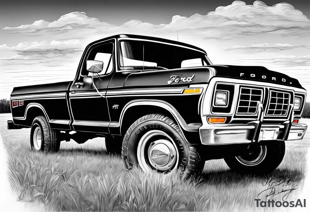 1974 ford f-100 in field tattoo idea