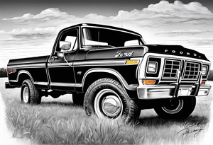 1974 ford f-100 in field tattoo idea