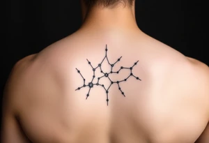 Unique fine line design of the Orion constellation in black tattoo idea