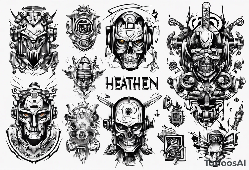 heathen robotic wording tattoo idea