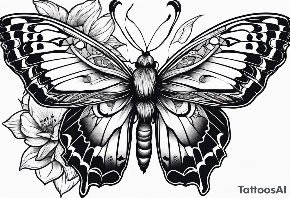 Moth chasing a butterfly tattoo idea
