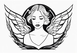 silhouette of a girl with wings made out of glass tattoo idea