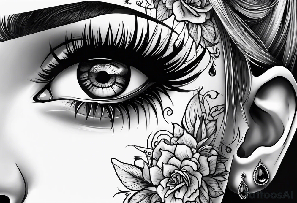 Bleeding eye rolling into head tattoo idea