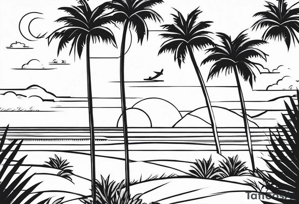 Palm trees oranges beach Florida tattoo idea