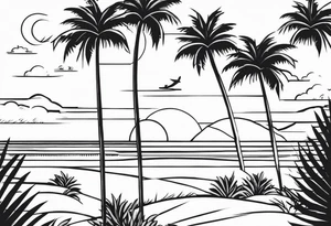 Palm trees oranges beach Florida tattoo idea