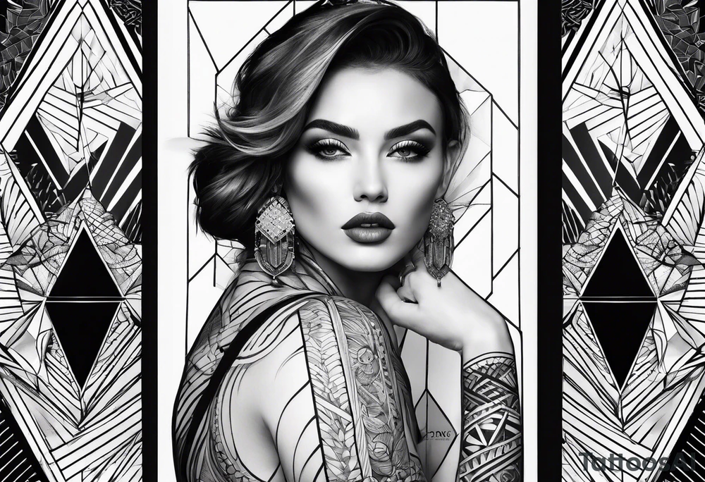 A geometric half sleeve tattoo idea