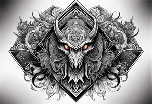 Long tattoo for forearm. Lovecraftian creature, with technological elements. tattoo idea
