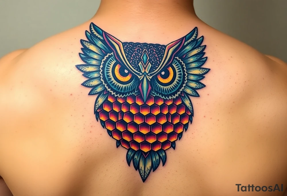 Honey comb, owl tattoo idea