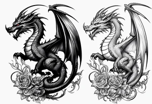 dragon perched with claws wrapped around on a pole tattoo idea