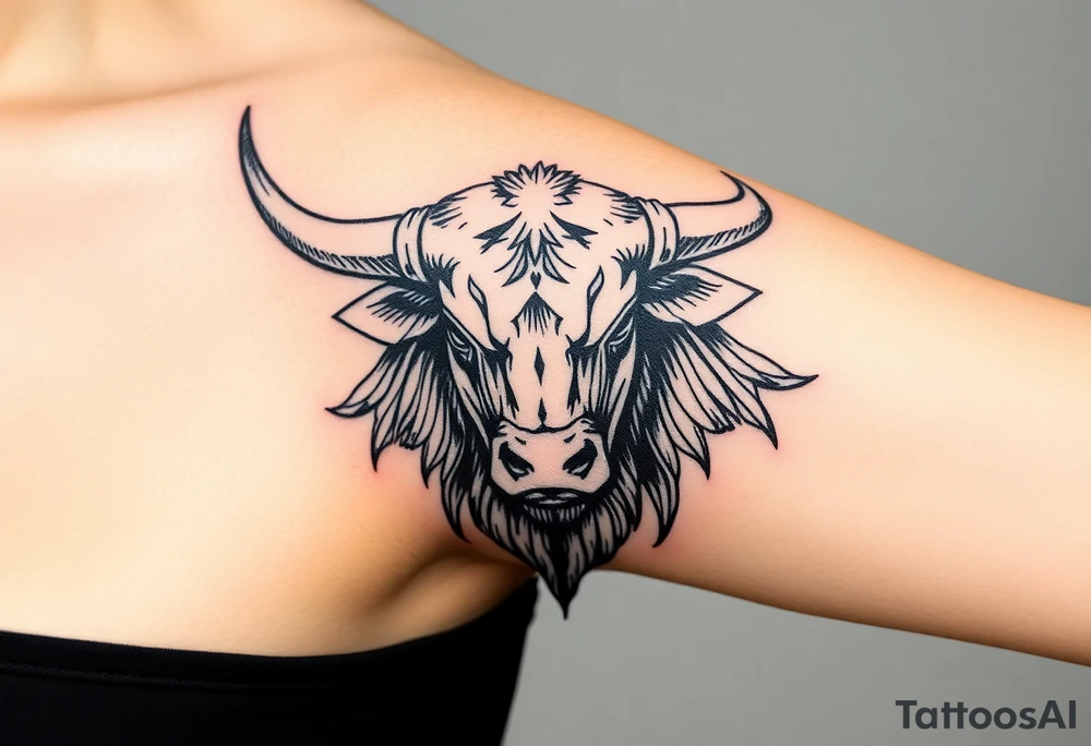 Powerfull majestic bull tattoo idea