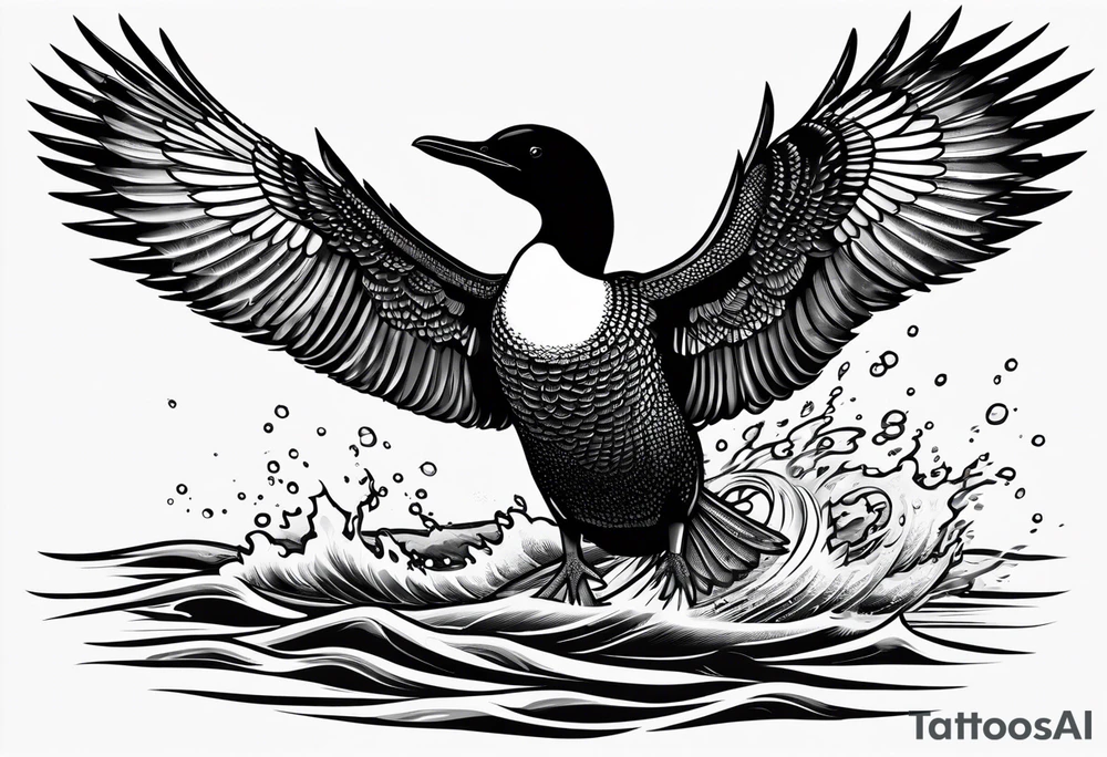 A loon with its wings spread looking badass and tough tattoo idea